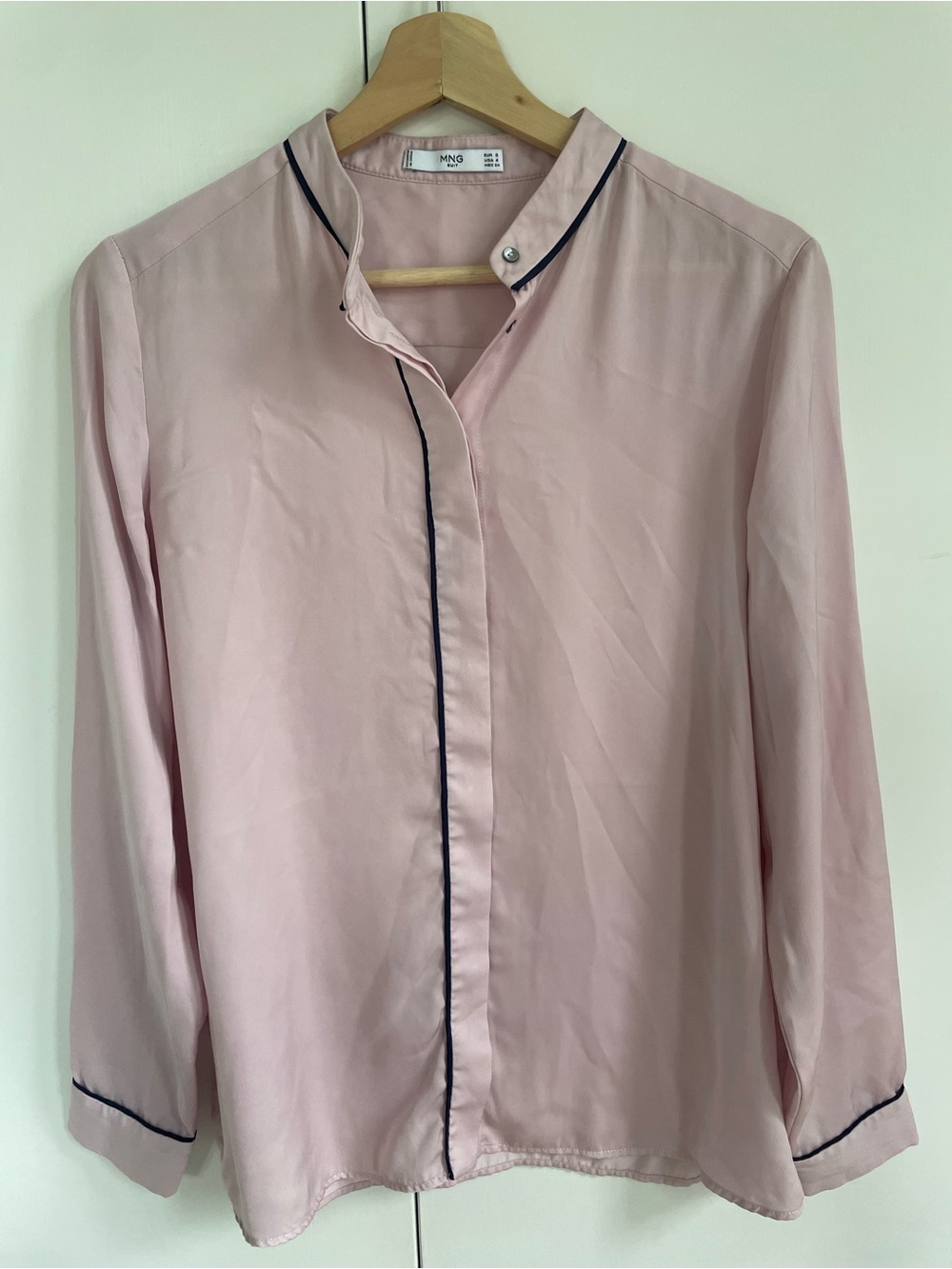 Mango Light Pink Blouse with black Piping